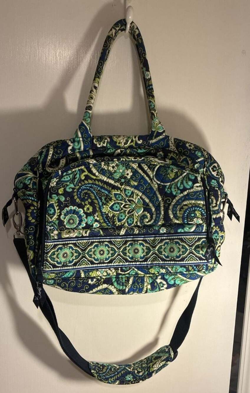 Vera Bradley Blue Green Paisley Quilted Travel Bag